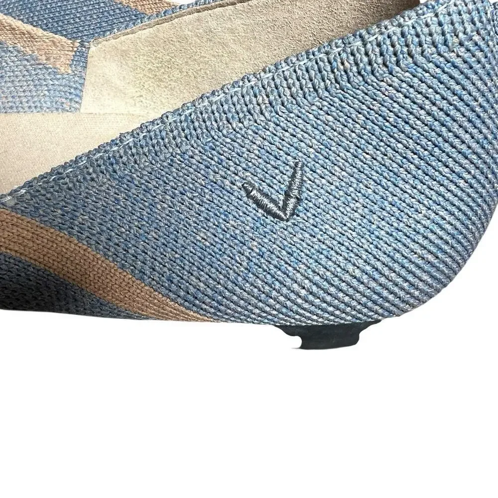 Vivaia Vienna Pointed Toe Knit Ballet Flats Size 37.5 US 7 Light Blue